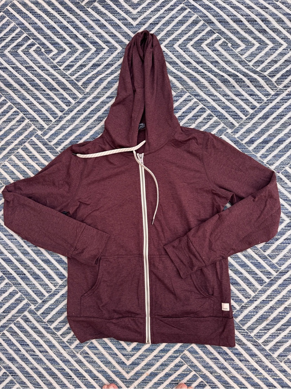 Vuori Heathered Maroon Full-Zip Hoodie